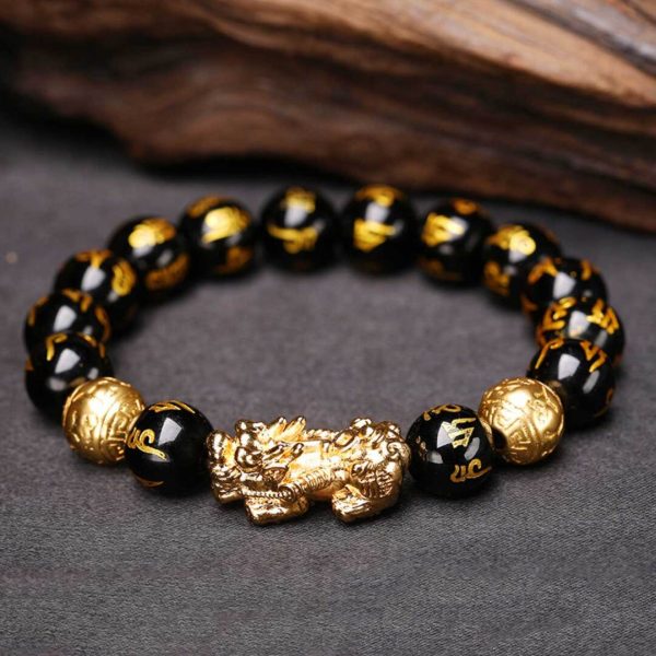Obsidian Pixiu Feng Shui Wealth-Attracting Bracelet