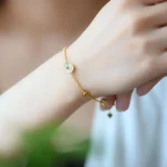 Peace Buckle White Jade Luck Copper Bracelet - Image 2