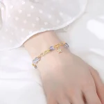 14K Gold Plated Natural Strawberry Quartz Moonstone Möbius Loop Eternal Love Star Positive Bracelet - Image 8