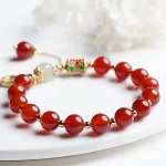 Natural Red Agate Hetian Jade Fu Character Confidence Charm Bracelet - Image 10
