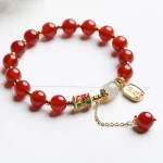 Natural Red Agate Hetian Jade Fu Character Confidence Charm Bracelet - Image 9