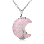 BNatural Quartz Crystal Moon Tree Of Life Healing Energy Necklace Pendant - Image 9