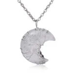 BNatural Quartz Crystal Moon Tree Of Life Healing Energy Necklace Pendant - Image 10