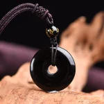 Tibetan Obsidian Protection Necklace pendant - Image 3