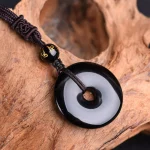 Tibetan Obsidian Protection Necklace pendant - Image 5