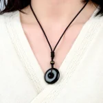 Tibetan Obsidian Protection Necklace pendant - Image 6