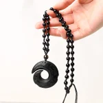 Natural Black Obsidian Ice Obsidian Strength Necklace Pendant - Image 7