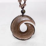 Natural Black Obsidian Ice Obsidian Strength Necklace Pendant - Image 8