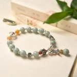 925 Sterling Silver Natural Jade Amber PiXiu Pony Success Bracelet - Image 3