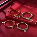 Tibetan Six-Syllable Mantra Engraved Zhakyilam Wealth God Amulet Bracelet - Image 2
