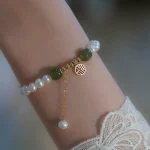 Natural Pearl Hetian Jade Happiness Wisdom Bead Bracelet - Image 8