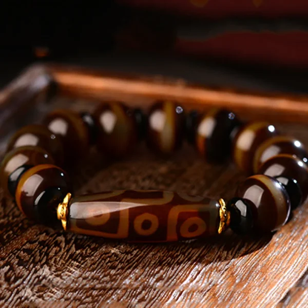 Tibetan Natural Nine-Eye Dzi Bead Agate Wealth Blessings Bracelet