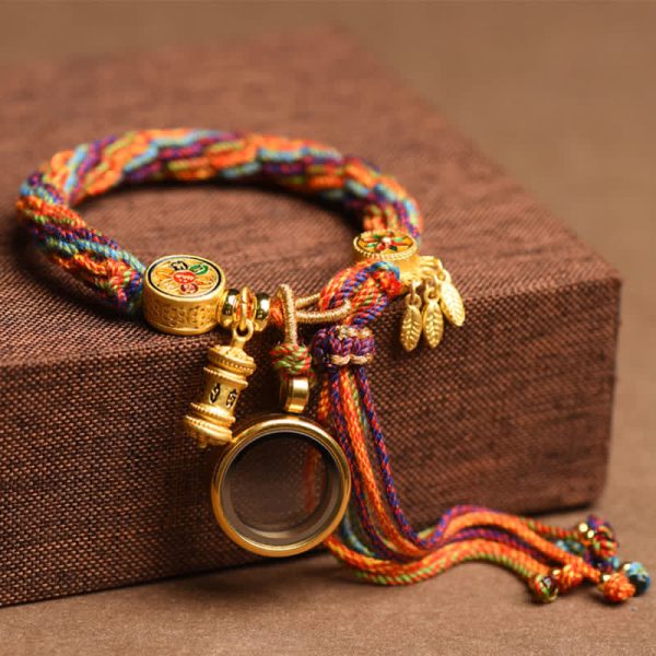 BTibetan Om Mani Padme Hum Dreamcatcher Luck Colorful Reincarnation Knot String Bracelet