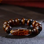 Tibetan Natural Nine-Eye Dzi Bead Agate Wealth Blessings Bracelet - Image 7