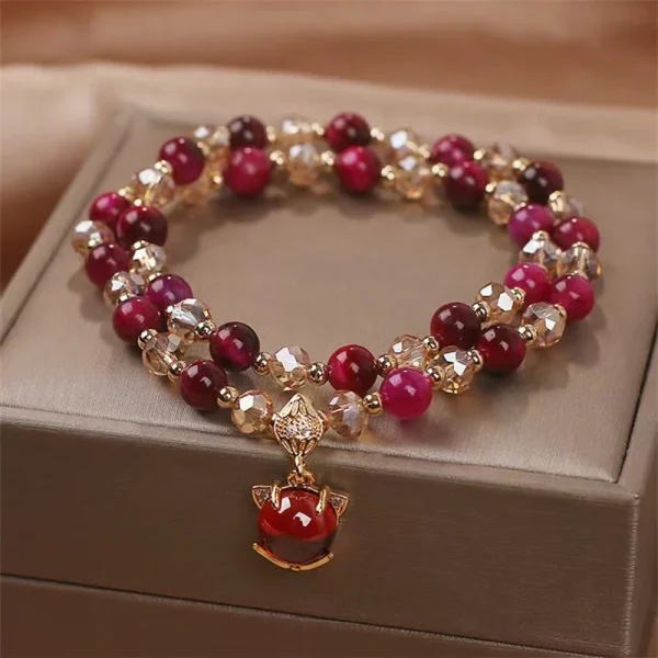 Red Tiger Eye Fox Protection Double Wrap Bracelet