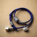 Handmade Tibetan Om Mani Padme Hum Carved Auspicious Amulet Double Wrap Rope Bracelet - Image 4
