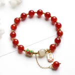 Natural Red Agate Hetian Jade Fu Character Confidence Charm Bracelet - Image 8