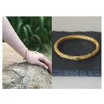 Cyan Jade Copper Auspicious Clouds Calm Healing Bracelet Bangle - Image 3