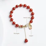 Natural Red Agate Hetian Jade Fu Character Confidence Charm Bracelet - Image 11