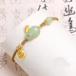 Year of the Rabbit Hetian Jade Happiness Blessing Wealth String Bracelet - Image 2