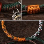 Handmade Tibetan Silver 925 Sterling Silver Zakiram Goddess of Wealth Camel Bone Protection Braided Bracelet - Image 13