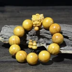 Rosewood Green Sandalwood Small Leaf Red Sandalwood Dragon Carved Protection Bracelet - Image 6