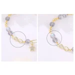 14K Gold Plated Natural Strawberry Quartz Moonstone Möbius Loop Eternal Love Star Positive Bracelet - Image 7