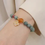 Jade Four Leaf Clover Charm Prosperity Bracelet - Image 5
