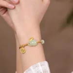 Year of the Rabbit Hetian Jade Happiness Blessing Wealth String Bracelet - Image 3