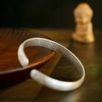 Lotus Flower Heart Sutra White Copper Healing Luck Bracelet - Image 2