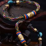 Tibetan Handmade Eight Thread Knot Copper Coin Luck Weave String Bracelet - Image 3