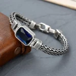 Retro Blue Acrylic Dragon Keel Braided Design Healing Wealth Buckle Bracelet - Image 11