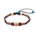 Tibetan Handmade Eight Thread Knot Copper Coin Luck Weave String Bracelet - Image 8