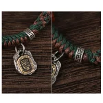 Handmade Tibetan Silver 925 Sterling Silver Zakiram Goddess of Wealth Camel Bone Protection Braided Bracelet - Image 9