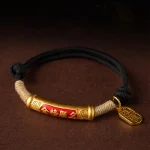 999 Sterling Silver Tibet Handmade Om Mani Padme Hum Fu Character TopRank Character Luck Braided Bracelet - Image 3