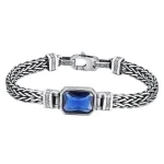 Retro Blue Acrylic Dragon Keel Braided Design Healing Wealth Buckle Bracelet - Image 9