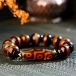 Tibetan Natural Nine-Eye Dzi Bead Agate Wealth Blessings Bracelet - Image 8