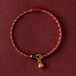 Handcrafted Red Gold Rope Lotus Peace And Joy Charm Braid Bracelet