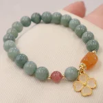 Jade Four Leaf Clover Charm Prosperity Bracelet - Image 4