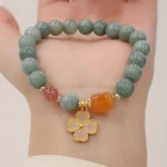 Jade Four Leaf Clover Charm Prosperity Bracelet - Image 2