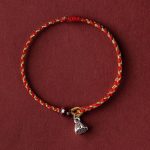 Handcrafted Red Gold Rope Lotus Peace And Joy Charm Braid Bracelet - Image 4
