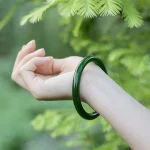 Cyan Jade Longevity Blessing Bangle Bracelet - Image 5