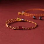 Handcrafted Red Gold Rope Lotus Peace And Joy Charm Braid Bracelet - Image 14