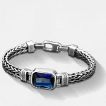 Retro Blue Acrylic Dragon Keel Braided Design Healing Wealth Buckle Bracelet - Image 8