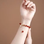 Natural Red Agate Hetian Jade Fu Character Confidence Charm Bracelet - Image 6