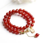 Natural Red Agate Hetian Jade Fu Character Confidence Charm Bracelet - Image 7