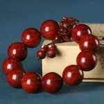 Rosewood Green Sandalwood Small Leaf Red Sandalwood Dragon Carved Protection Bracelet - Image 8