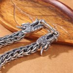 925 Sterling Silver Dragon Success Strength Bracelet Bangle - Image 2