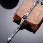 Retro Blue Acrylic Dragon Keel Braided Design Healing Wealth Buckle Bracelet - Image 10