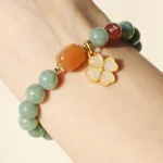 Jade Four Leaf Clover Charm Prosperity Bracelet - Image 3